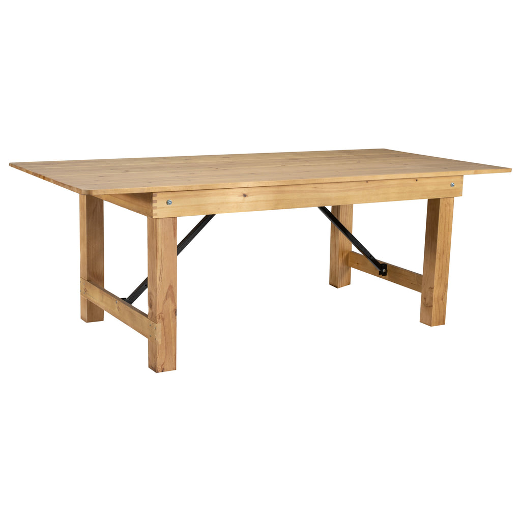 FLASH HERCULES Series Rectangular Solid Pine Folding Farm Table 213.4x101.6cm