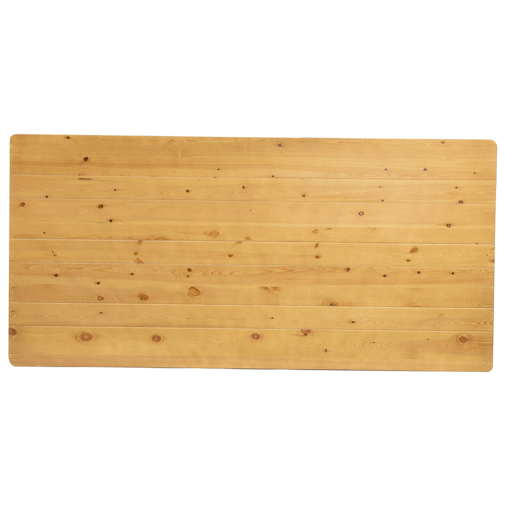FLASH HERCULES Series Rectangular Solid Pine Folding Farm Table 213.4x101.6cm