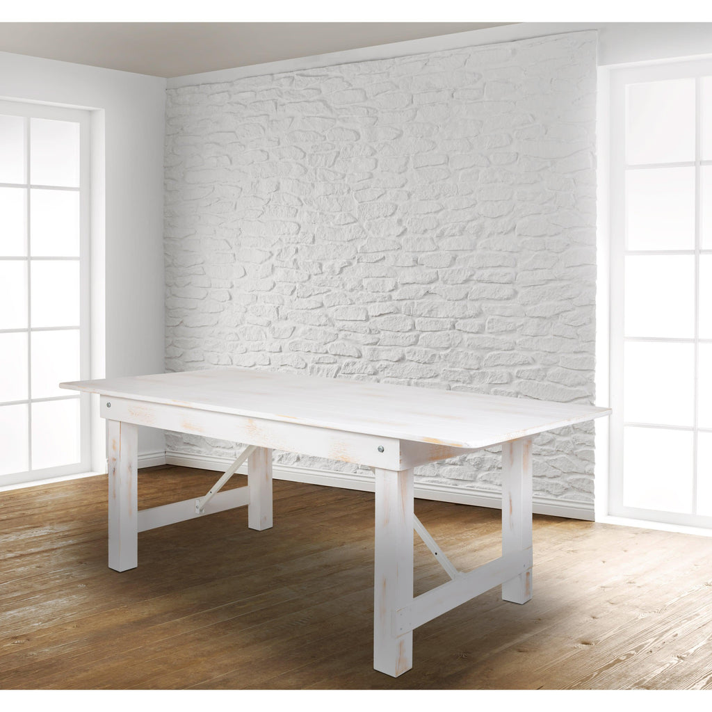 FLASH HERCULES Series Rectangular Solid Pine Folding Farm Table 213.4x101.6cm