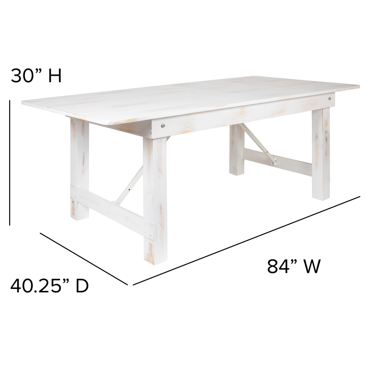FLASH HERCULES Series Rectangular Solid Pine Folding Farm Table 213.4x101.6cm