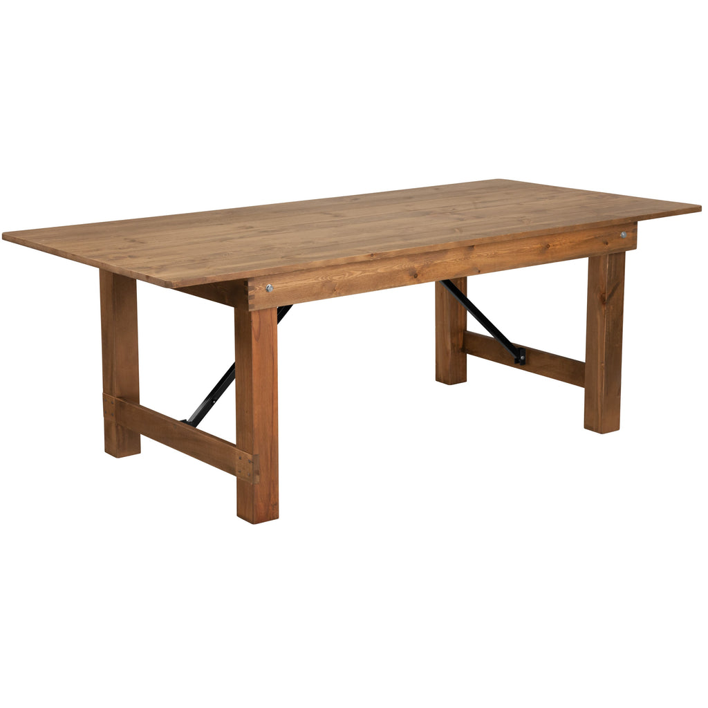 FLASH HERCULES Series Rectangular Solid Pine Folding Farm Table 213.4x101.6cm