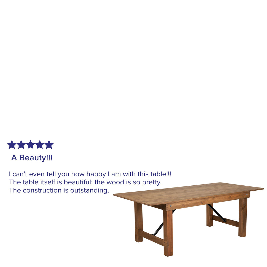 FLASH HERCULES Series Rectangular Solid Pine Folding Farm Table 213.4x101.6cm