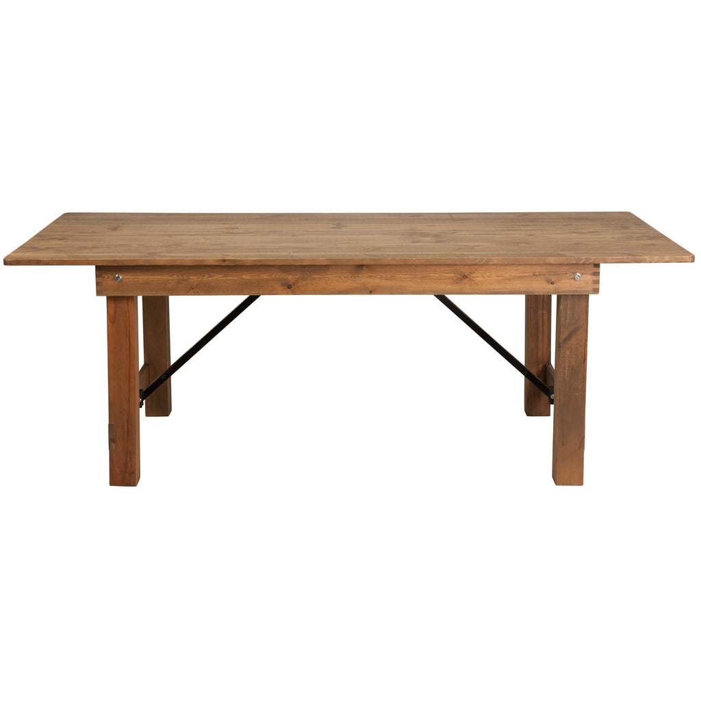 FLASH HERCULES Series Rectangular Solid Pine Folding Farm Table 213.4x101.6cm