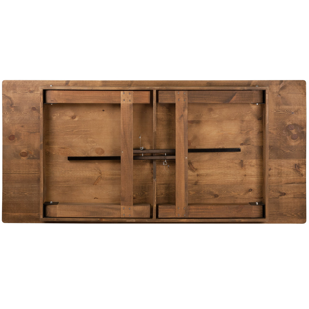 FLASH HERCULES Series Rectangular Solid Pine Folding Farm Table 213.4x101.6cm