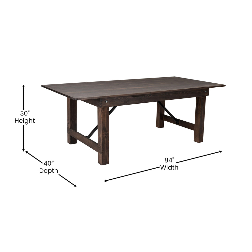 FLASH HERCULES Series Rectangular Solid Pine Folding Farm Table 213.4x101.6cm