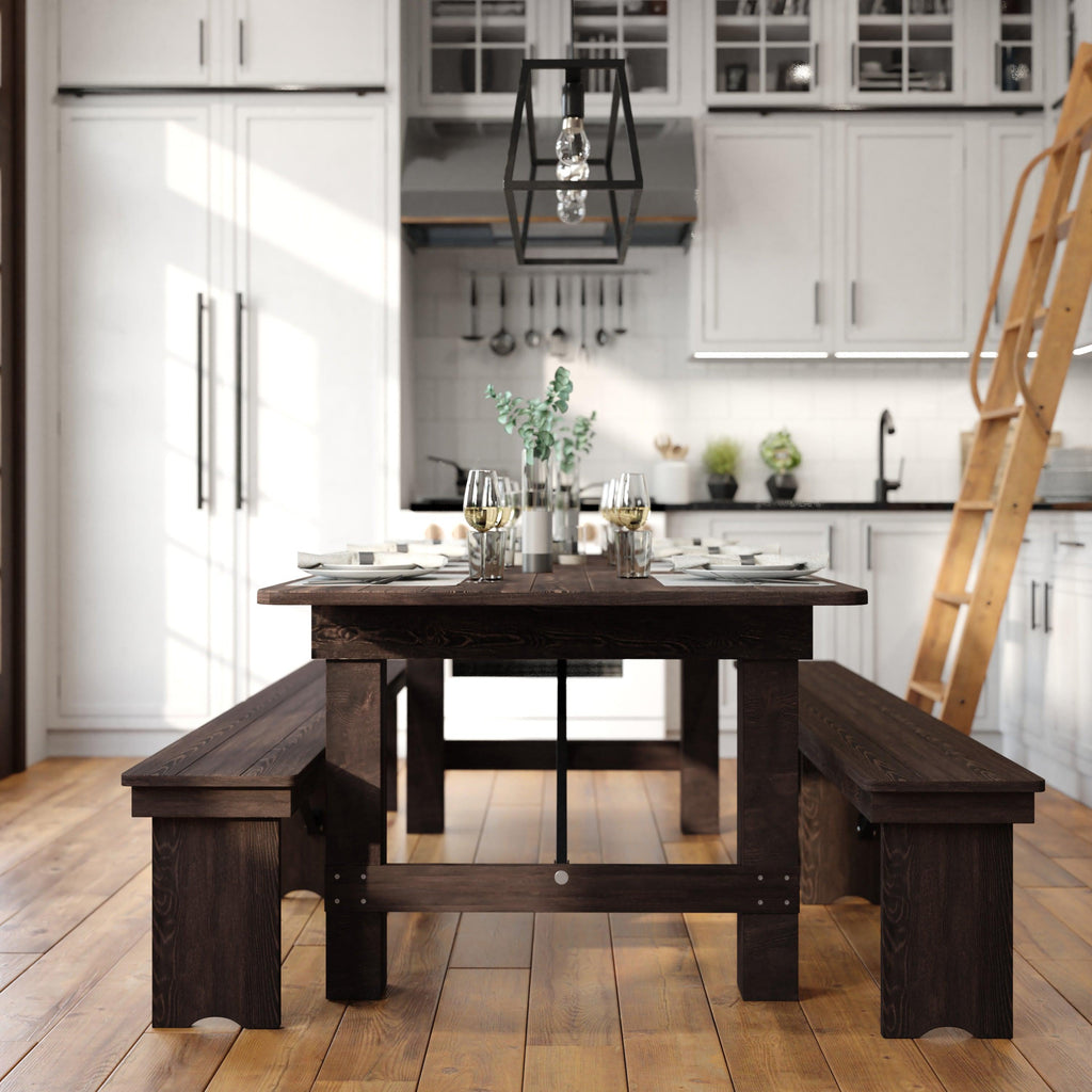 FLASH HERCULES Series Rectangular Solid Pine Folding Farm Table 213.4x101.6cm