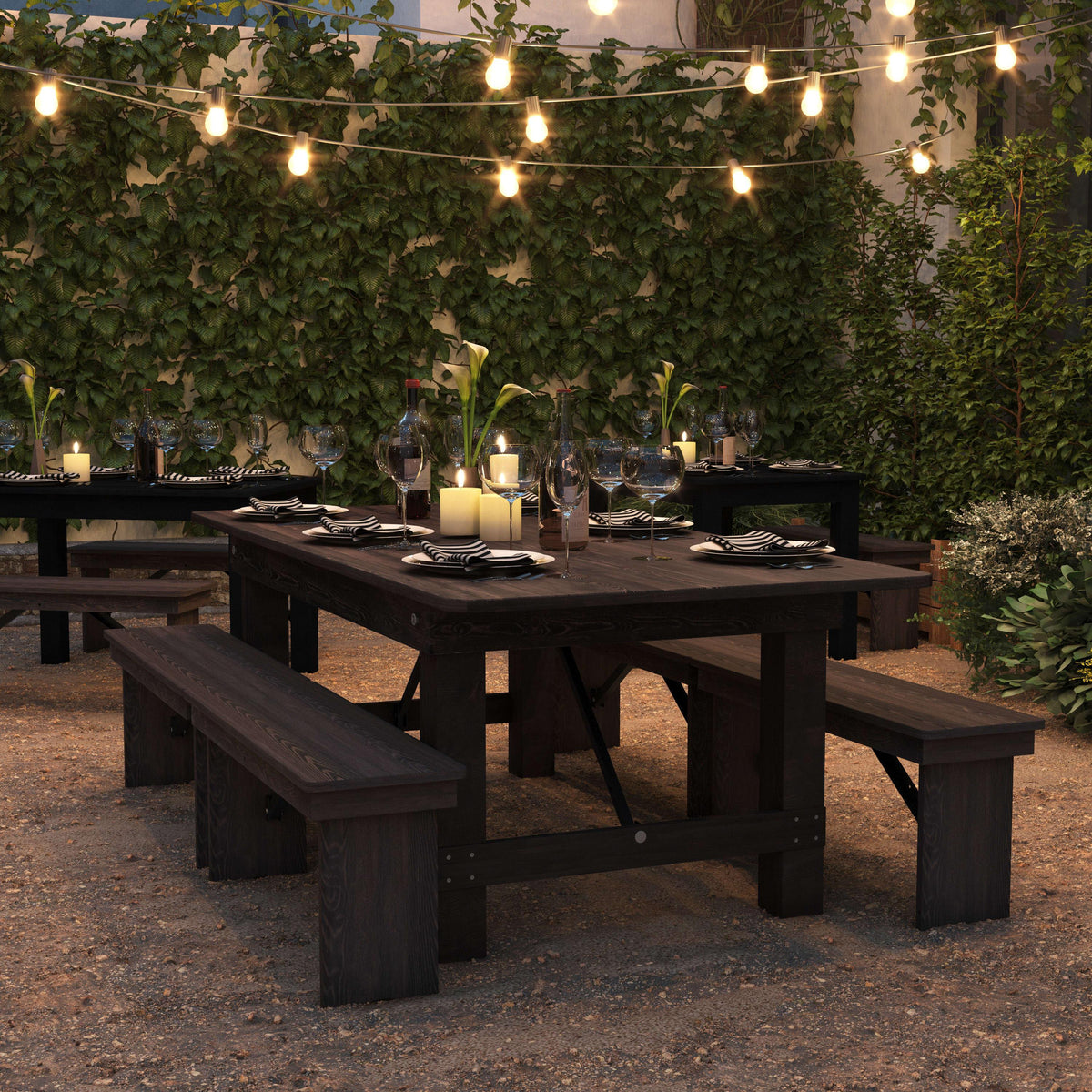 FLASH HERCULES Series Rectangular Solid Pine Folding Farm Table 213.4x101.6cm