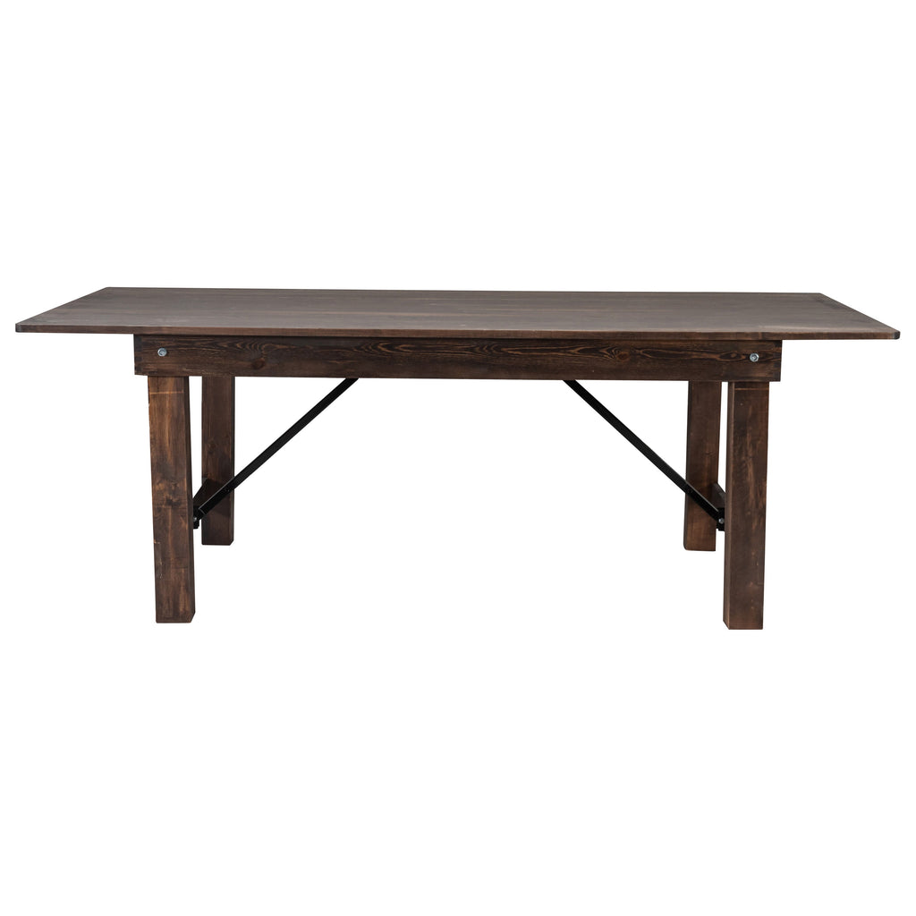 FLASH HERCULES Series Rectangular Solid Pine Folding Farm Table 213.4x101.6cm
